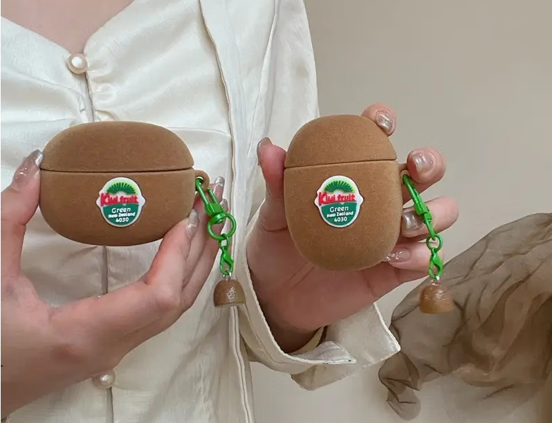 猕猴桃外形苹果耳机壳 棕色耳机壳 适用于ForAirPods1/2/3/4/pro植绒耳机包