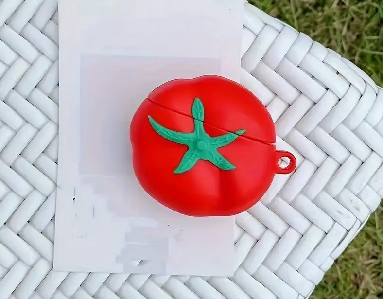 番茄外形苹果耳机壳 红色耳机套 硅胶防摔壳 适用于ForAirPods1/2/3/4/pro耳机包