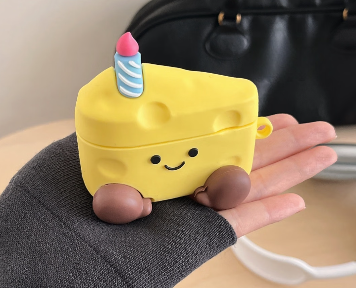奶酪耳机壳 黄色耳机套 硅胶苹果耳机盒 适用于ForAirPods1/2/3/4/pro耳机包 黄色 AirPods 3