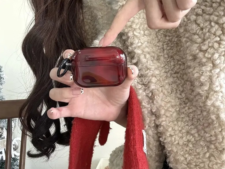 酒红色耳机壳 晕染耳机套 IMD苹果耳机防摔壳 适用于ForAirPods1/2/3/4/pro/pro2耳机包