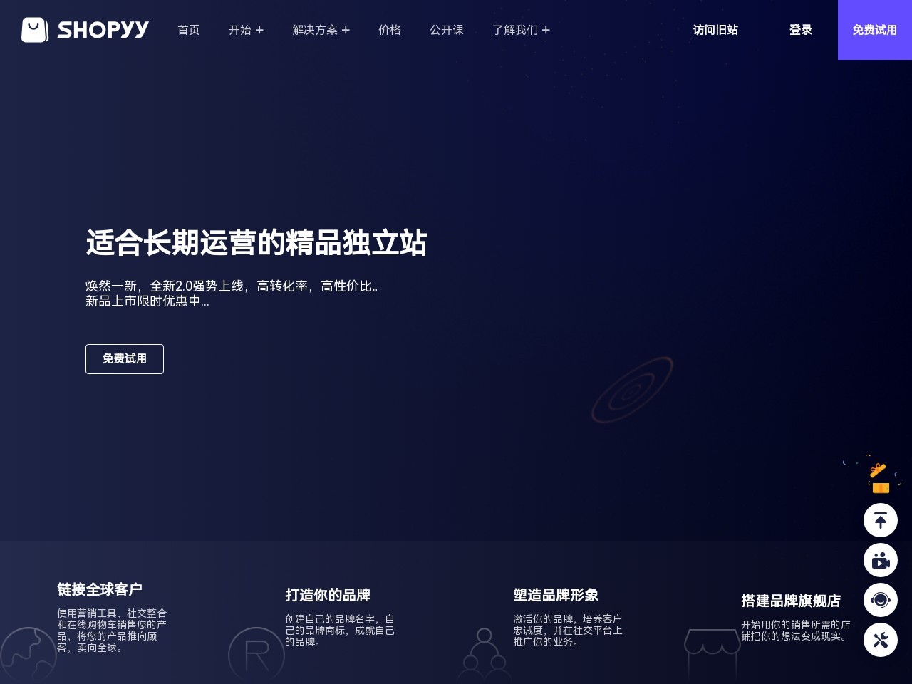 适合长期运营的精品独立站，15天免费试用 - SHOPYY